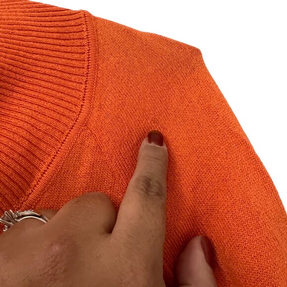 St John Orange Pink Striped Cowl Neck Santana Knit Wool Sweater Size Small - Picture 2 of 6